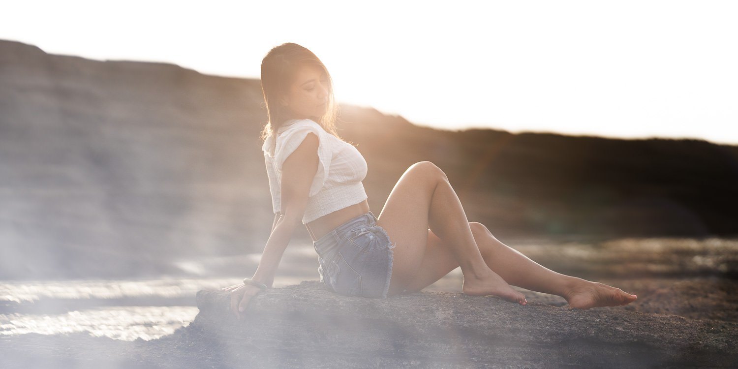 Sunrise photoshoot for Tiff's model portfolio on the east side of Oahu.