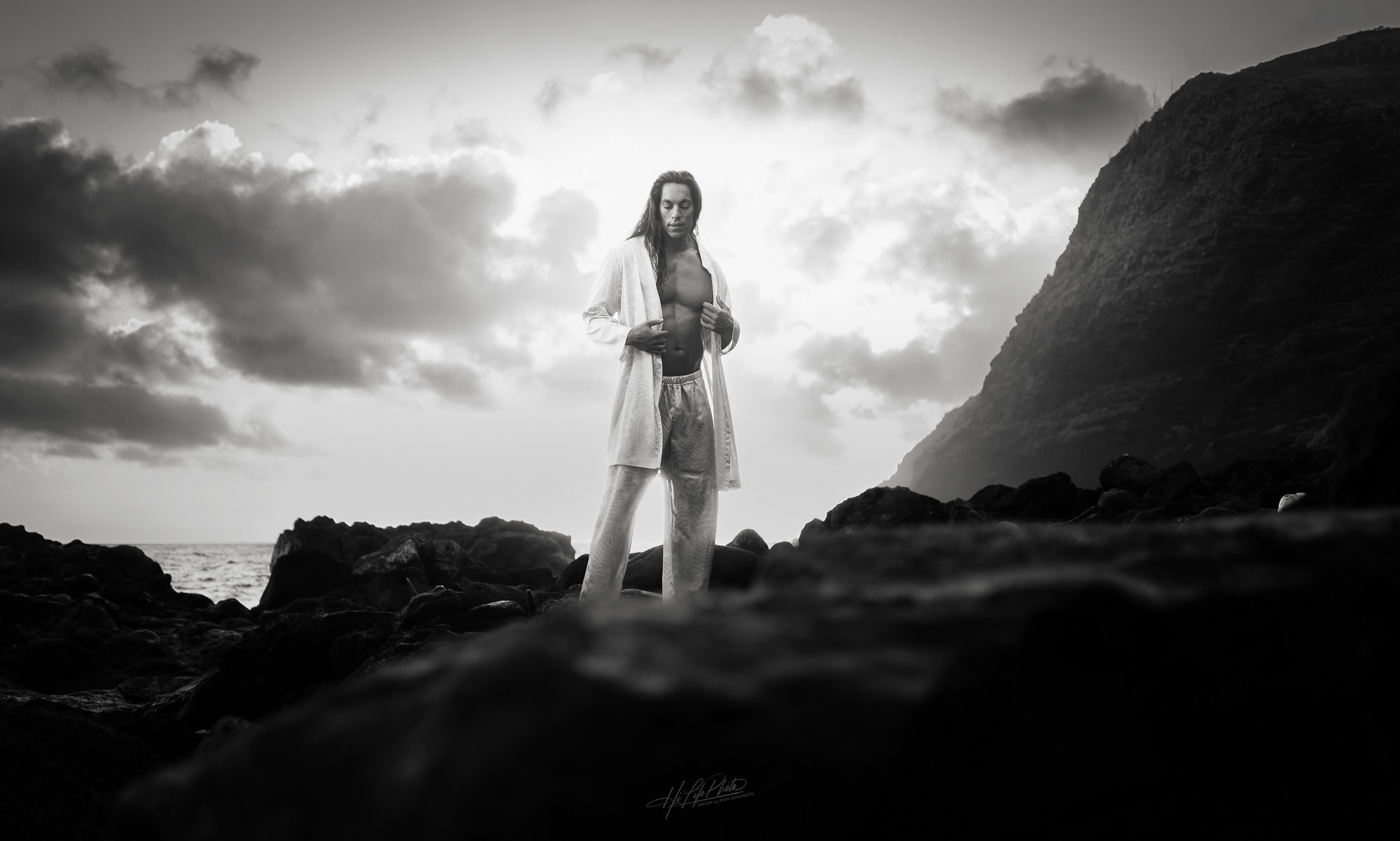 Morning model portfolio photo shoot at Makapuu Beach.