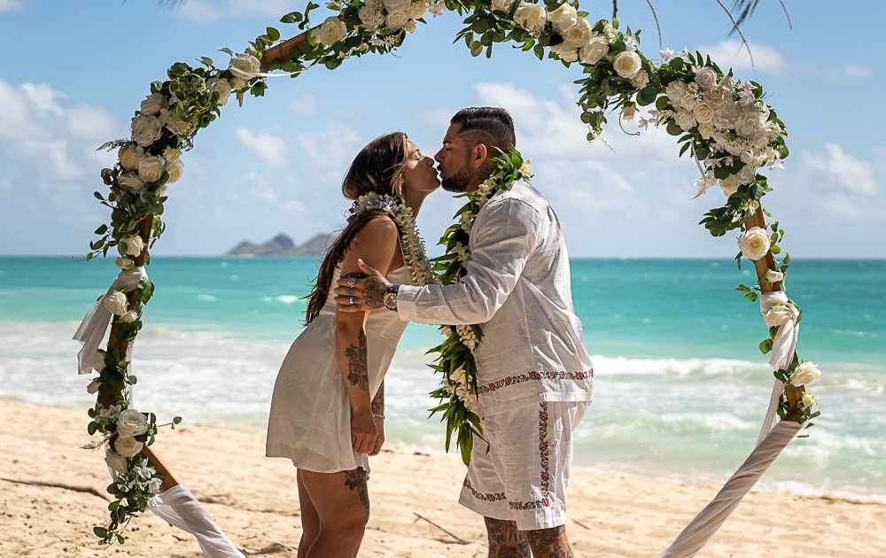 Sherwood Forest in Waimanalo, early morning elopement photography with Aubrey & Becca. A popular location with Oahu photographers for couples photography or senior portraits.