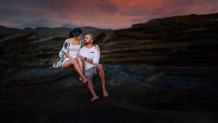 Couples photo shoot on the east side of Oahu at a secret location.