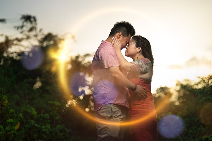 Honolulu engagement photographers on Oahu. This couple got engaged and Ryan Sakamoto photographed them.