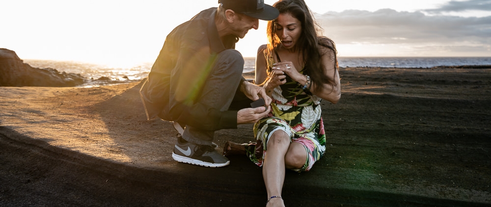 Suprise proposal at sunrise on Oahu.