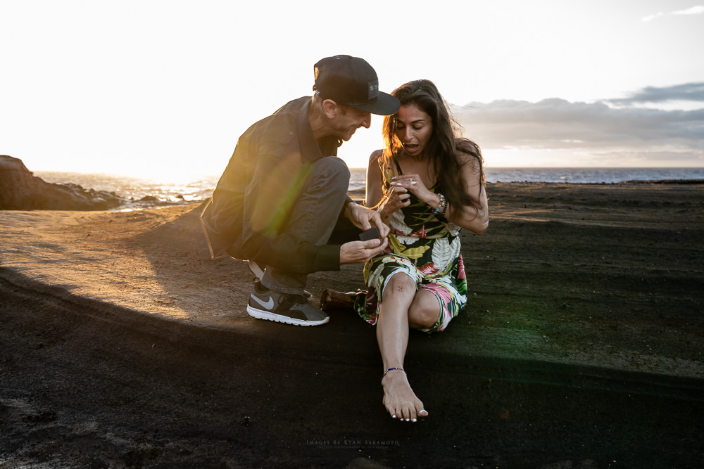 Suprise proposal at sunrise on Oahu.